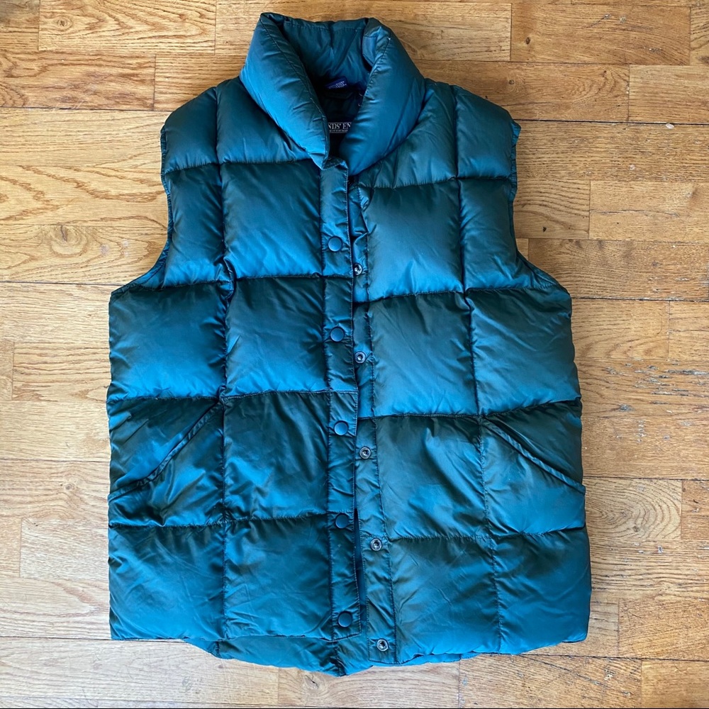 Lands End Down dark green puff vest